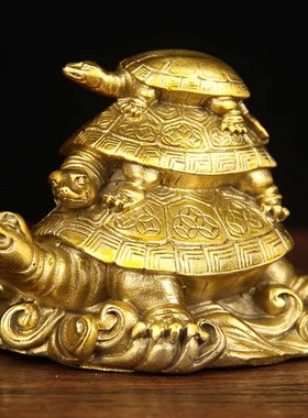 铜龙龟摆件 铜三代龟摆件