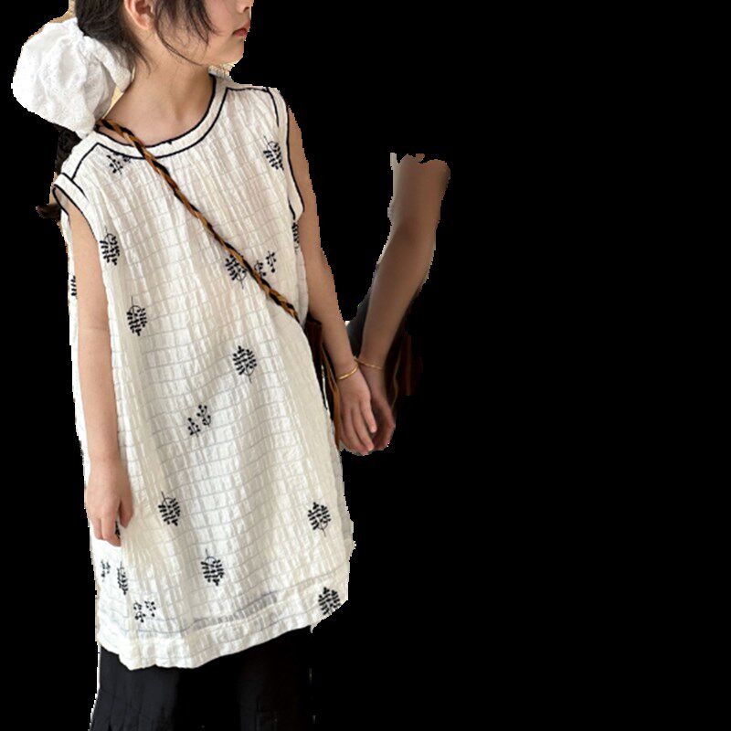 女童夏季套装2024新款中大童无袖背心裙夏装直筒裤女孩长裙两件套