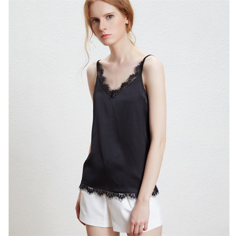 夏天欧美蕾丝领白色吊带背心女西装内搭上衣宽松短款外穿大码打底