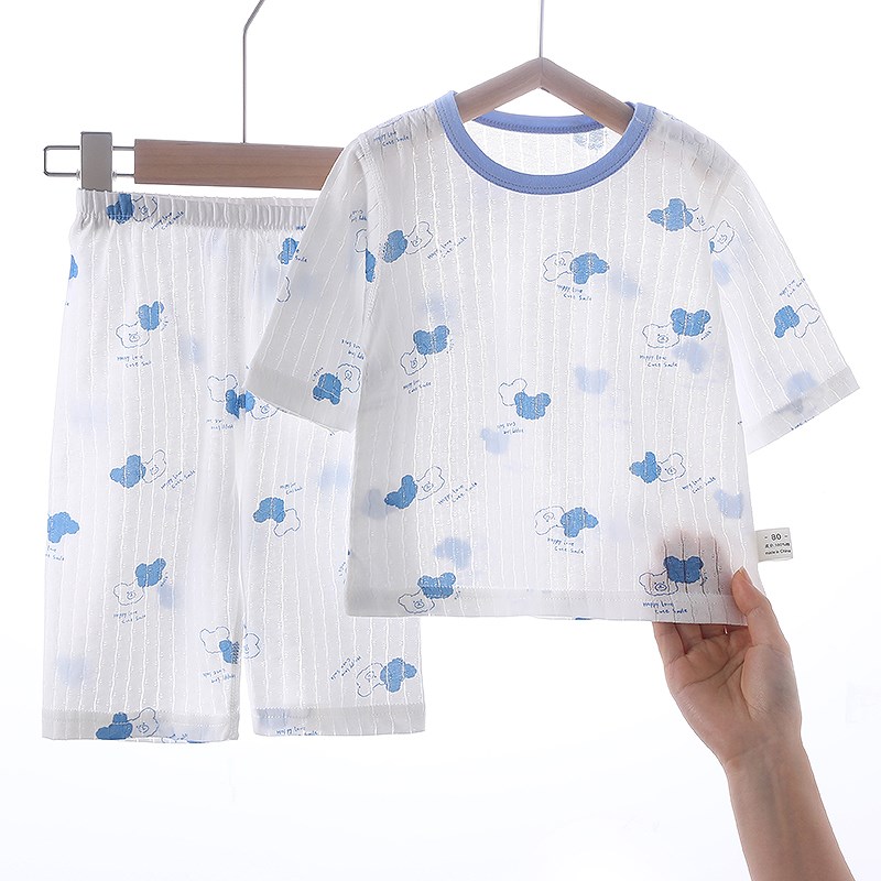 儿童睡衣夏季薄款七分袖纯棉儿童家居服婴儿套装男女中小童空调服