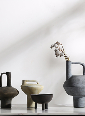 复古做旧日式侘寂风摆件陶瓷工艺饰品样板间客厅桌面新中式装饰品