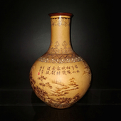 客厅电视机柜玄关摆件装 坐忘堂 非遗烙画 花瓶 饰品 天然葫芦手工