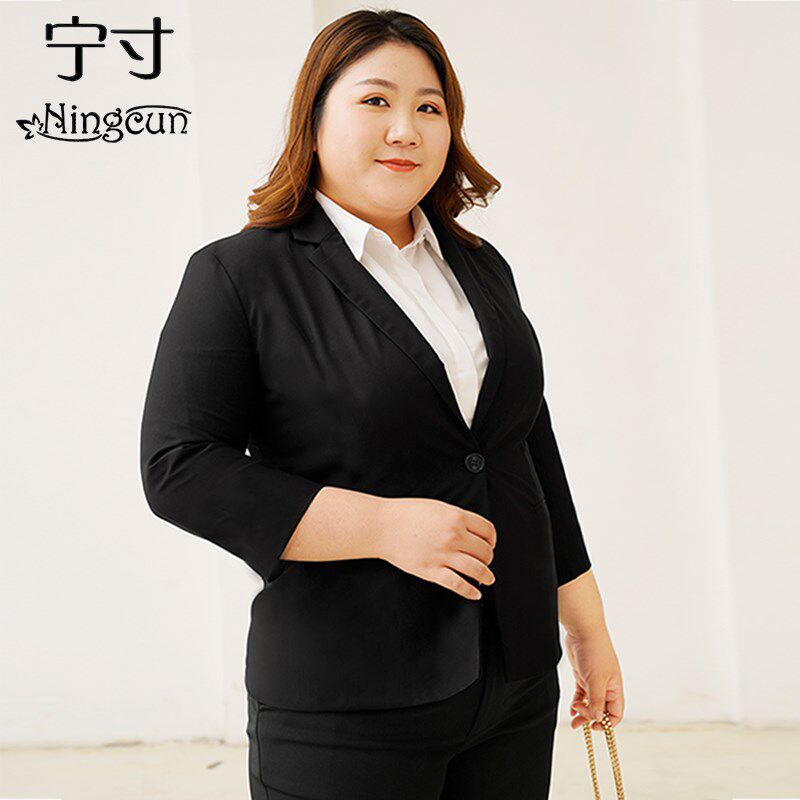 七分袖大码西装外套女夏季职业正装工作服200斤薄款胖mm西服套装