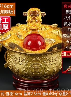高档铜铜聚宝盆摆件纯 客厅招财家居办室店铺存钱罐黄米缸公开业