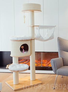 高档Ca吊tles大型实木剑麻猫爬架猫窝抓猫架子猫跳台猫抓柱猫板猫