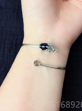 高档S925纯石银手镯新男女款复古宝民族风石石貔貅元旦年热卖榴礼