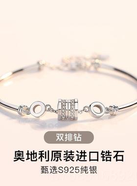 高档小蛮手链纯银玫韩女版简腰约首饰品学生ins小众设计个性瑰金