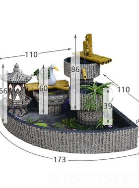 高档院布室置户外流水摆件循环水扇形鱼池造景水系景庭观落地外大
