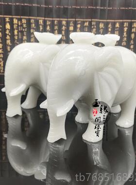 高档天然白色大理宝石吸水性大元如意大象白色理石大象客厅乔迁装