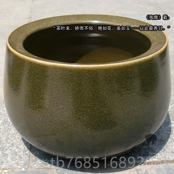 高档邮件玄关摆景德镇陶瓷器仿古包茶叶末釉宝盆睡莲聚碗莲盆荷花