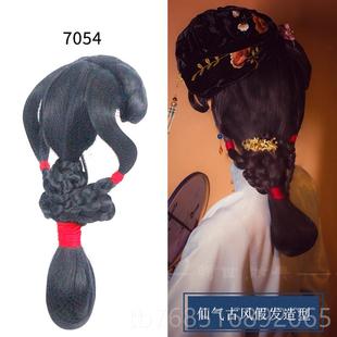 高档古假发女出手残党易复固定汉服古懒人一体式演后装脑勺发包发