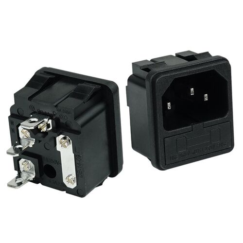 电源插座3眼10a250v 卡式带保险机柜机箱电热锅品字ac三孔插座