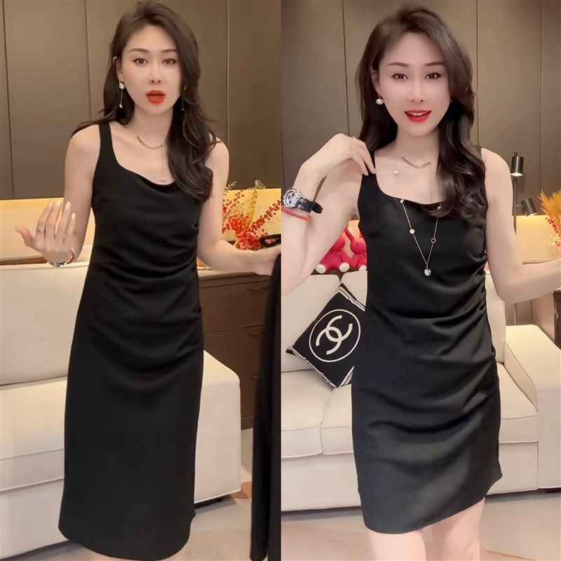 高级感吊带背心裙女夏外穿2024新款黑色打底内搭小个子吊单连衣裙