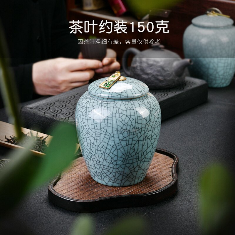 麦辞高档龙珠单丛仿古哥窑茶叶罐陶瓷茶叶包装盒空礼盒装空盒定制