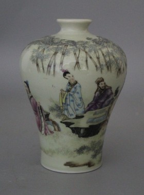 景德镇仿古陶瓷同治粉彩竹林七贤梅瓶家居装饰展柜摆件收藏新中式