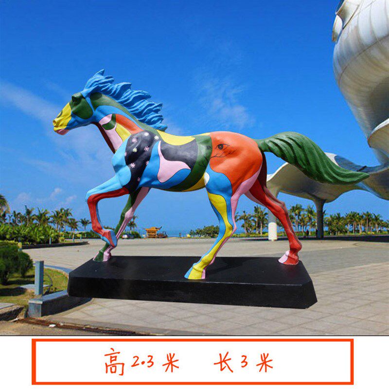 石膏定制几何切面马雕像定做卡通梅花小鹿长颈鹿动物雕塑摆件