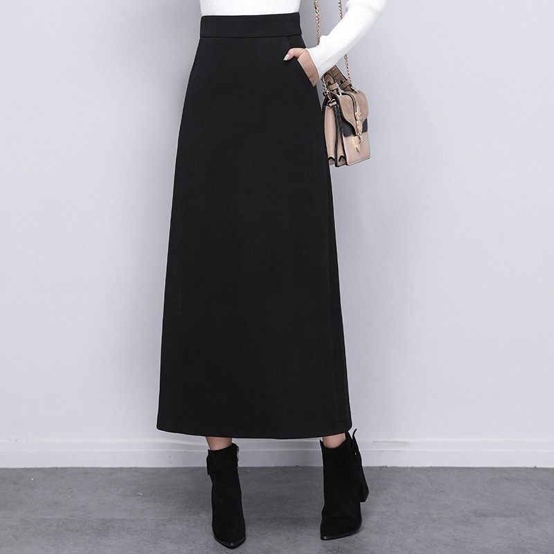 毛呢a字裙今年流行裙子半身裙新款秋冬高腰垂坠感包臀冬款长款女