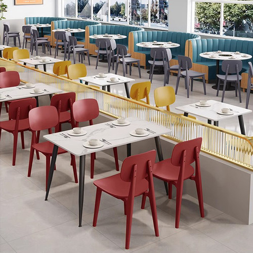 学校单位食堂餐饮桌椅小吃店面馆汉堡奶茶咖啡厅岩板快餐桌椅组合