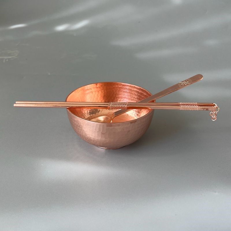 铜碗铜筷子 铜餐具铜饭碗 加厚紫铜碗 纯铜家用紫铜碗筷勺套装碗