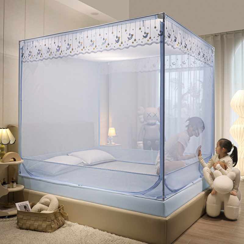 家用蒙古包防摔蚊帐床笠包床垫自连接烤漆支架外穿管带遮光防尘顶