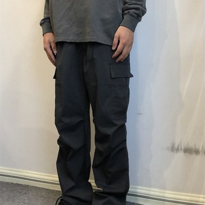 soxiox美式工装伞兵裤男女秋季宽松复古松紧腰男生穿搭高级感裤子
