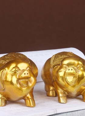 纯铜猪摆件一对小号铜猪工艺品十二生肖猪金猪铜福猪客厅桌面摆件