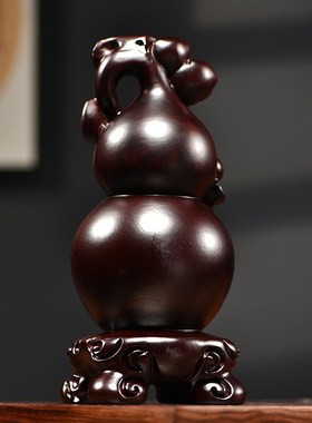 花梨木雕福禄葫芦摆件实木雕刻家居客厅电视柜办公装饰工艺品送礼