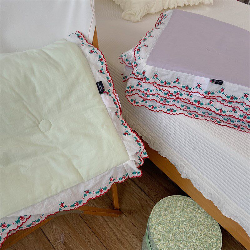 夏季紫色花边大豆被纯棉双层花边夏凉被可机洗双人薄款全棉空调被