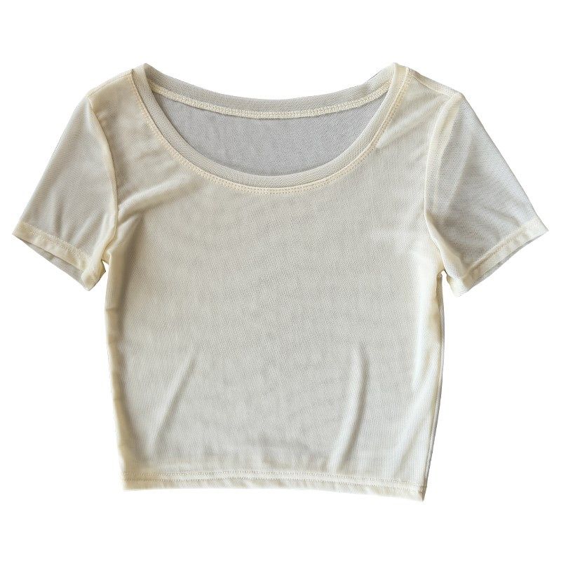 白色轻薄短款网纱打底衫女夏季2025新款吊带裙内搭t恤短袖纱衣女,女装/女士精品,蕾丝衫/雪纺衫,淘宝优惠券,粉丝福利购,淘宝优惠卷