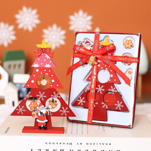 億人  圣诞节木质树DIY桌面摆件装饰品儿童幼儿园活动平安夜礼品