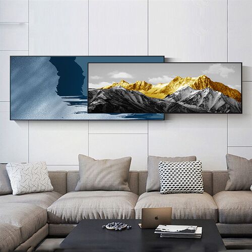 轻奢客厅装饰画沙发背景墙挂画大气横版床头卧室叠加壁画酒店风景