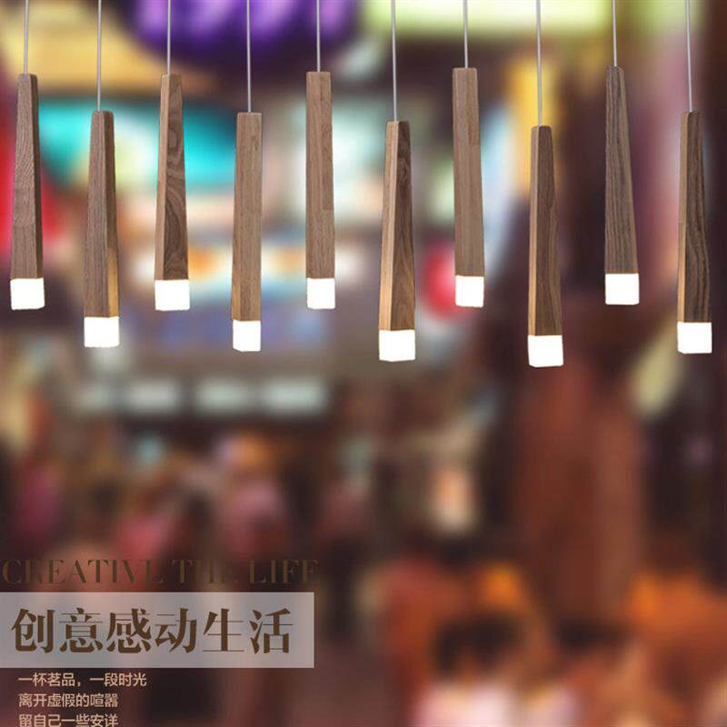 北欧原木简约时尚火柴棒餐厅吊灯创意吧台咖啡厅日式实木LED工厂