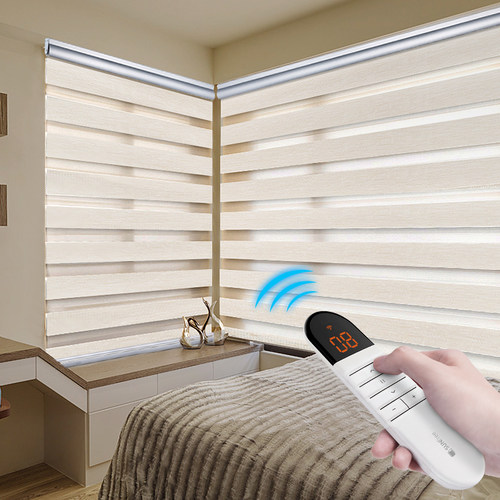 SUNFREE电动卷帘遮阳遮光柔纱窗帘自动遥控升降卧室阳台客厅家用