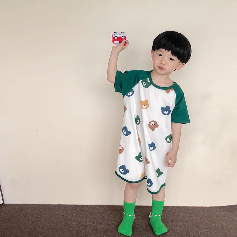 纯棉夏季宝宝连体睡衣男童卡通睡袍儿童家居服女孩睡裙薄款空调服