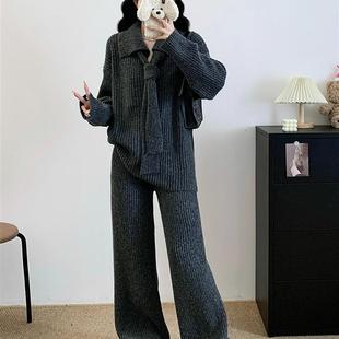 正品高货大码女装胖mm时髦套装裤高级感冬装一整套穿搭梨型身材休