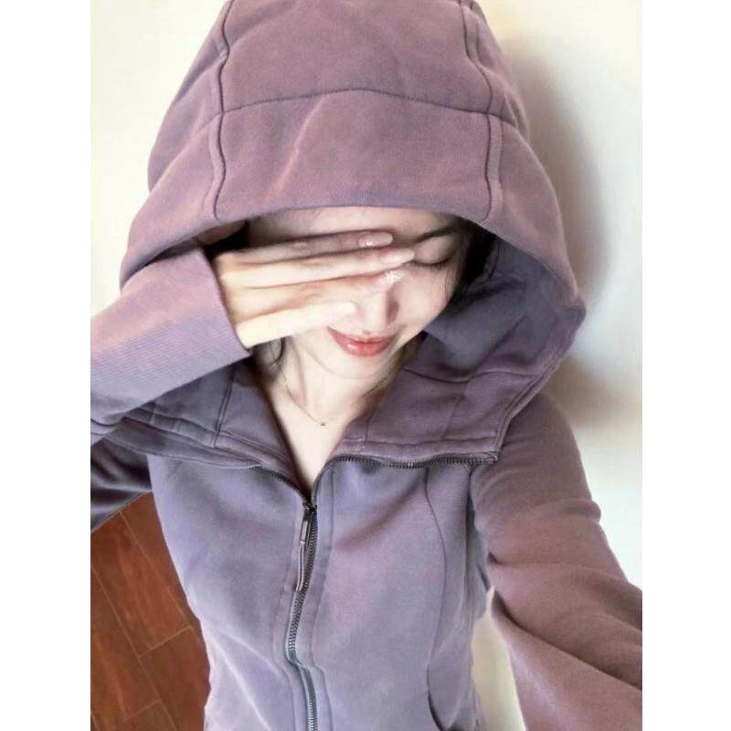 正品高货紫色短款卫衣外套女初春季修身上衣2025新款女款开春韩系