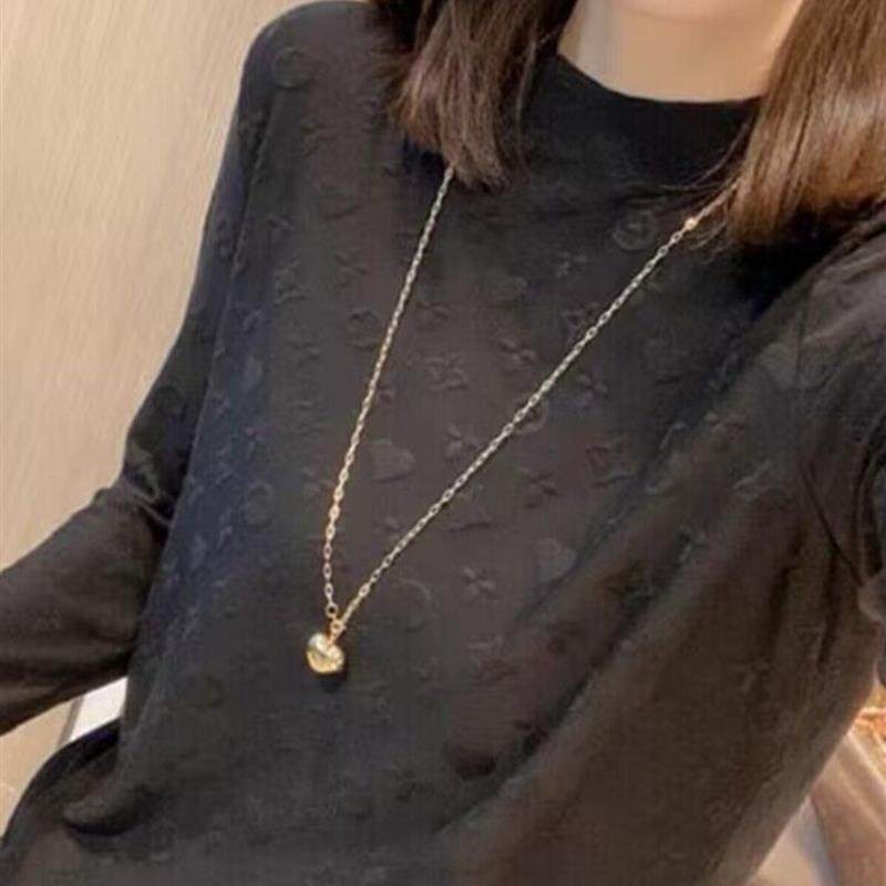 正品高货秋冬女装2024年新款上衣女时尚洋气时髦半高领T恤长袖打