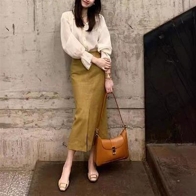 高货黄绿色半身裙女2025秋