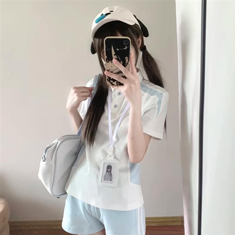 高货小众水色体操服休闲运动jk制服套装女学生夏季2025新款短袖短