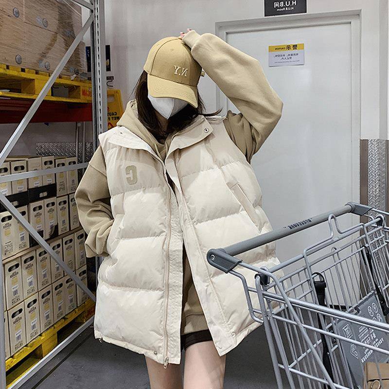 速发高货羽绒马甲女秋2025搭新冬款学院风宽松休闲背心外夹穿百坎