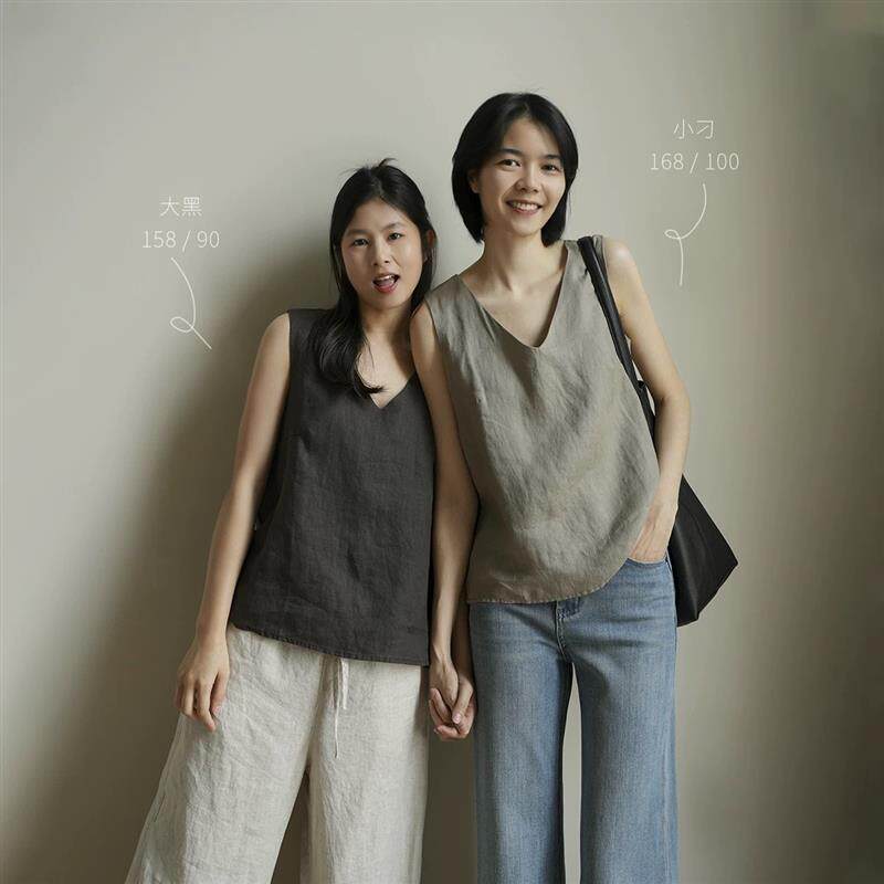 高货小众纯棉v领宽松吊带背心女新款大码胖mm外穿内搭打底无袖棉