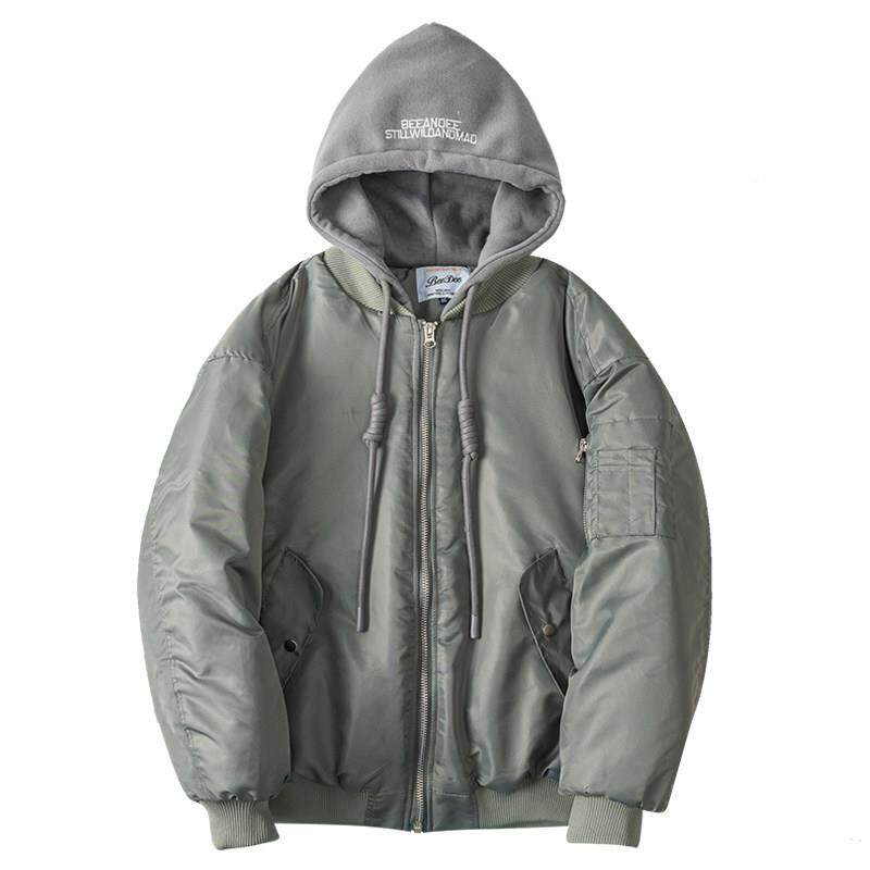 速发高货重磅秋冬季加厚假两件棉服连帽情侣款oversize飞行夹克大