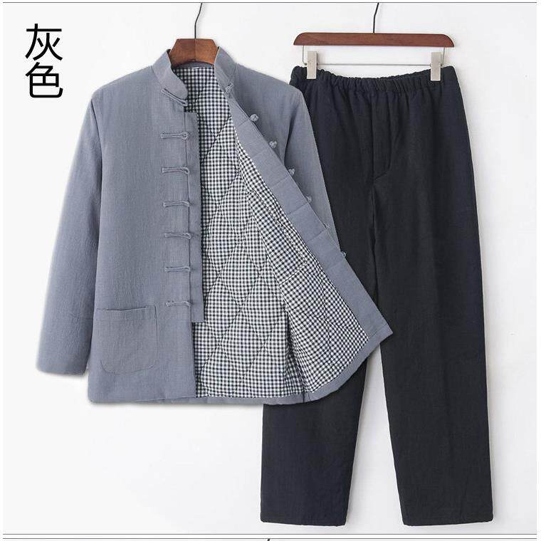 速发高货冬季唐装棉袄男中老年复古汉服套装中式加厚棉衣中国风棉