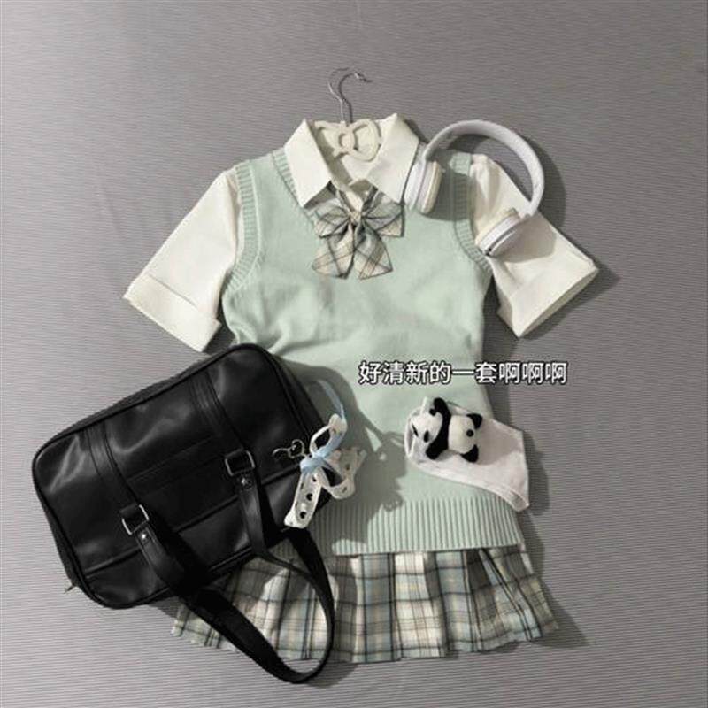 高货小众茉莉花/正统jk格裙短裙制服套装女学生夏秋季校供感背心