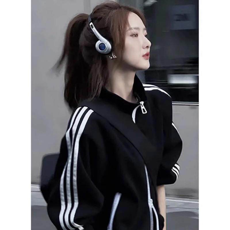 正品高货高级感独特超好看卫衣外套女春秋小个子短款运动休闲立领