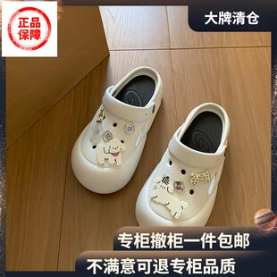 防滑包头洞洞鞋洞洞鞋女款2026新款白色厚底增高鞋防滑防臭外