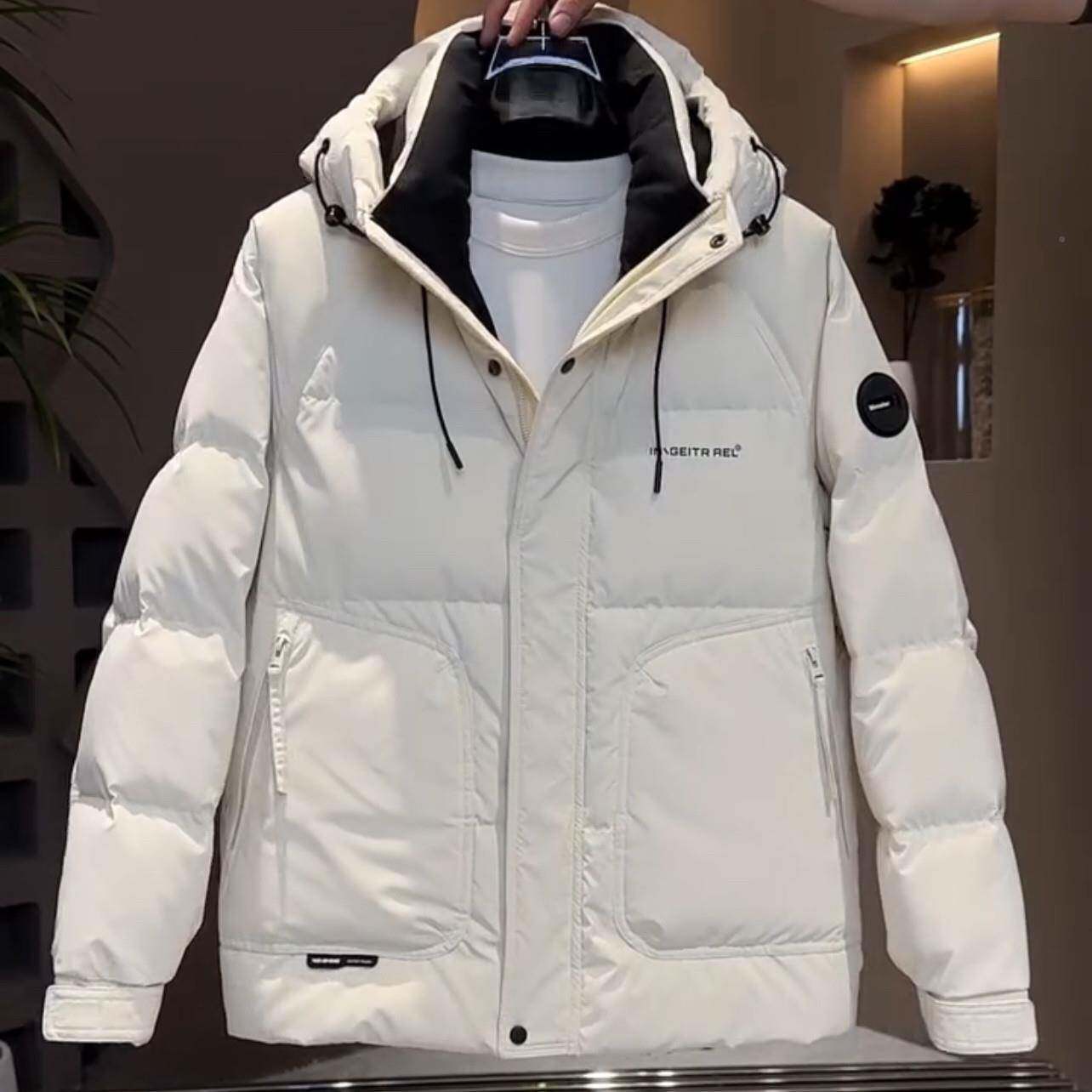 速发高货男士冬款连帽加厚爆款羽绒服防风保暖外套痞帅潮流简约休