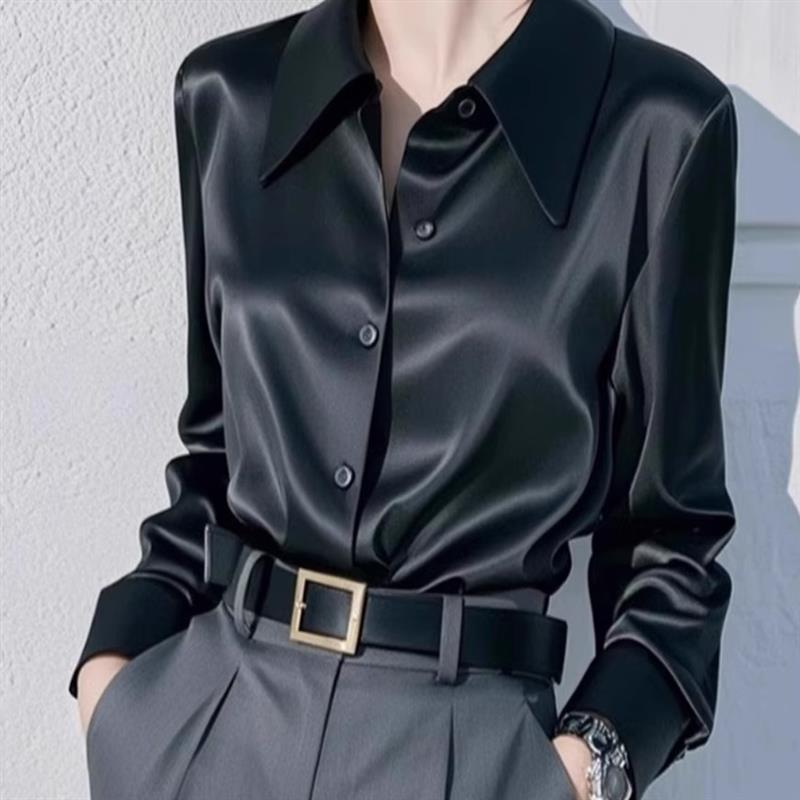 正品高货轻奢高端真丝黑色