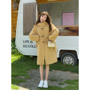 羊毛大衣 长款 5523 保暖气质宽松简约复古盘扣设计时尚 秋冬经典