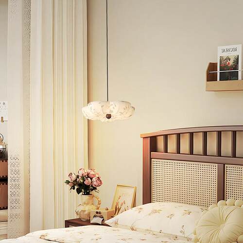 中古风布艺餐厅吊灯宋代美学新中式设计师餐桌花朵灯复古法式灯具